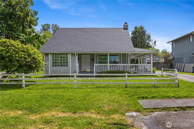 The duplex is surrounded by pleasant, open spaces.