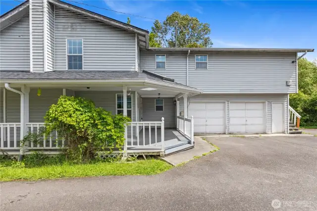 Unit A includes the two car attached garage.