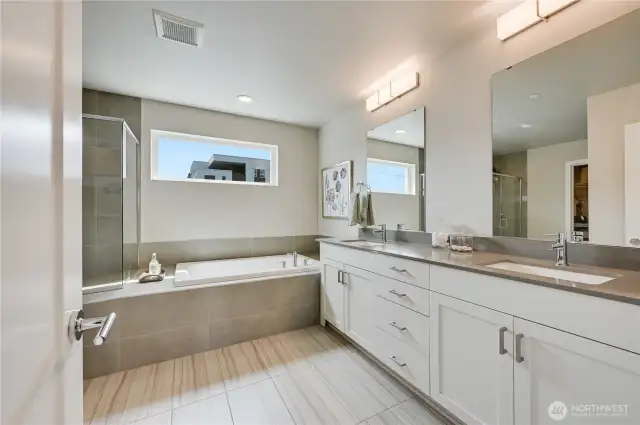 Primary Bath with Soaking Tub and Double Vanities