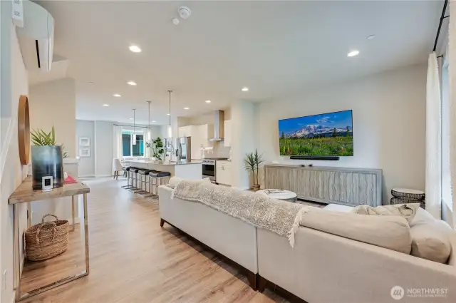 Open Floor Plan, Looking from the Entry Looking into the Living Room and Kitchen