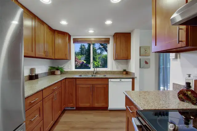 Great counter space and storage in this homey kitchen!
