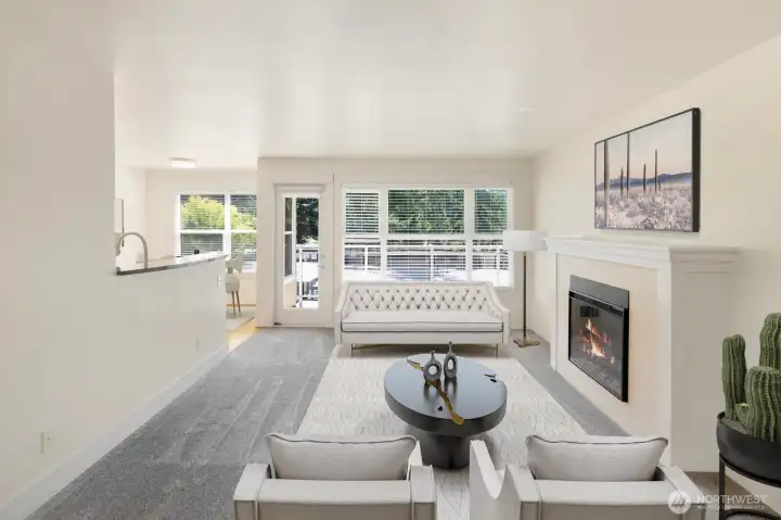 Wall of windows filling the living space with natural light
