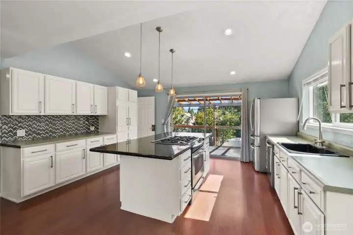 Vaulted Kitchen with ample storage.