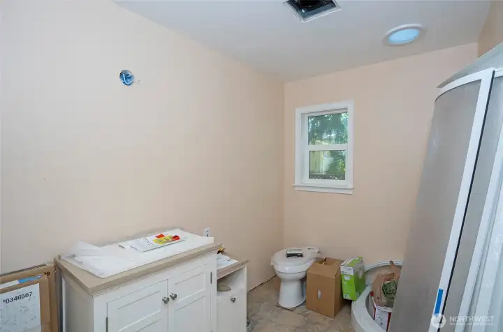 Studio bathroom nearing completion.