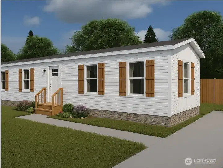 White with cedar shutter