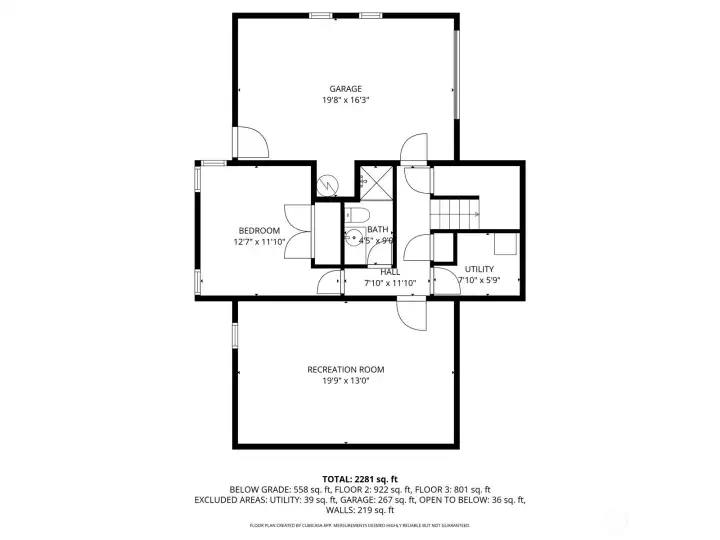 Lower level floor plan.