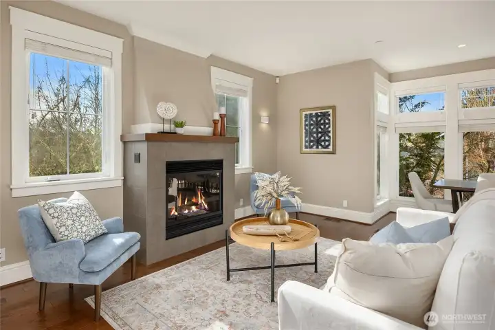 High ceilings throughout create an airy, elegant feel.