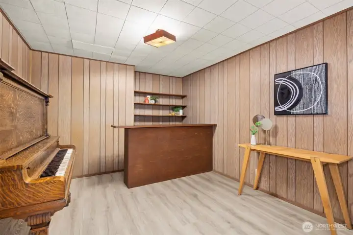 The bar area is a great gathering space and the piano is negotiable.