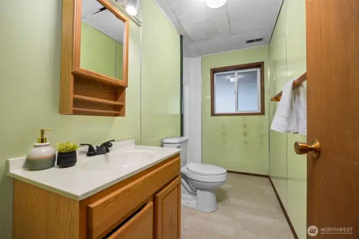 There is a 3/4 bath on the lower level as well.