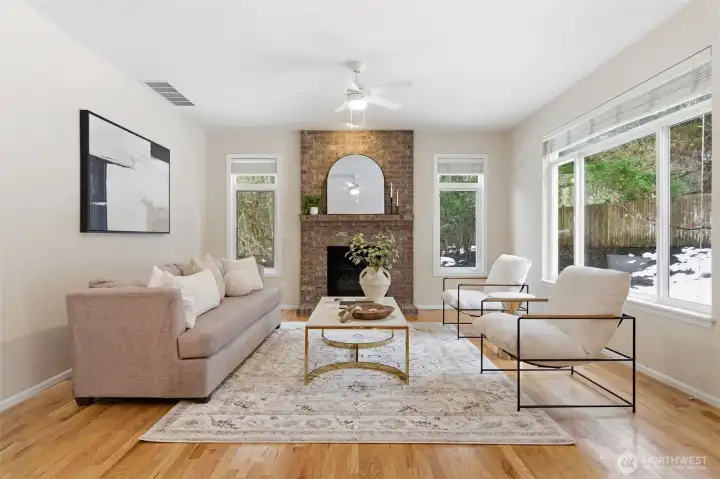 Gas fireplace in family room