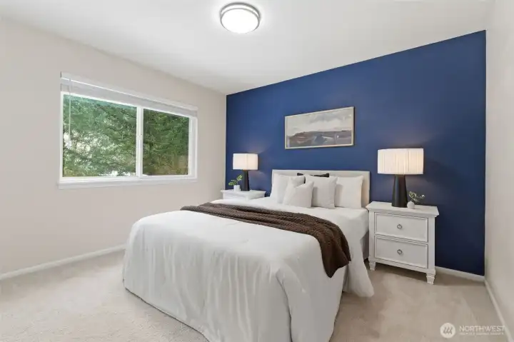 1st bedroom overlooking backyard