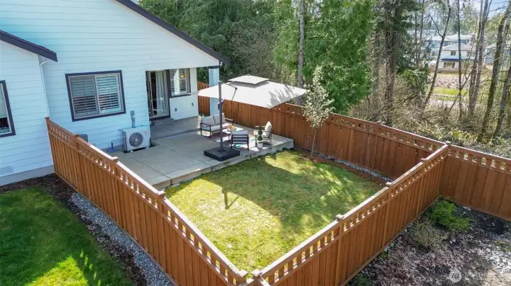 Fully fenced backyard