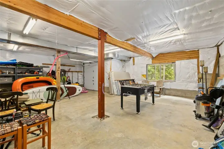 Flexible unfinished storage area that could easily be converted into additional living space, studio, or recreational room.