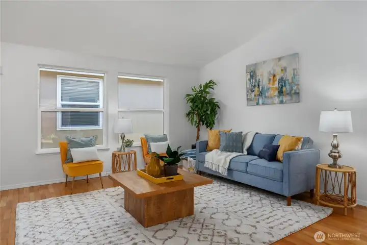 Vaulted Ceilings, Freshly painted interiors and updated and abundant windows.