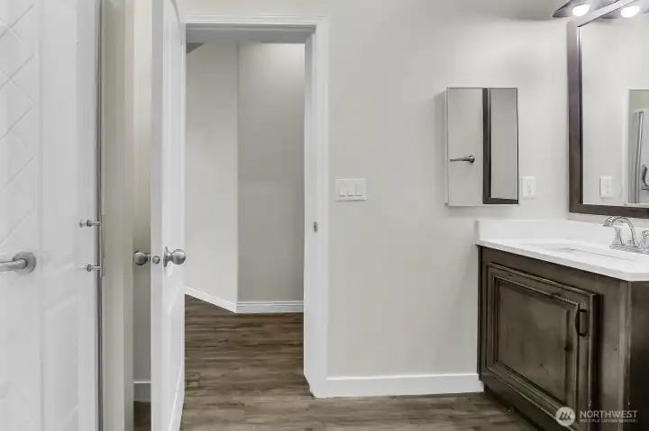 Guest bath with newer large shower
