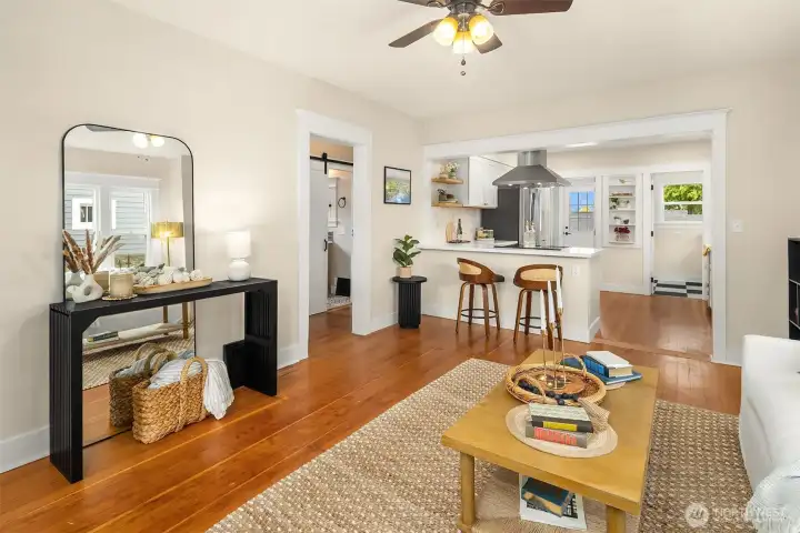 Original hardwood floors and craftsman millwork