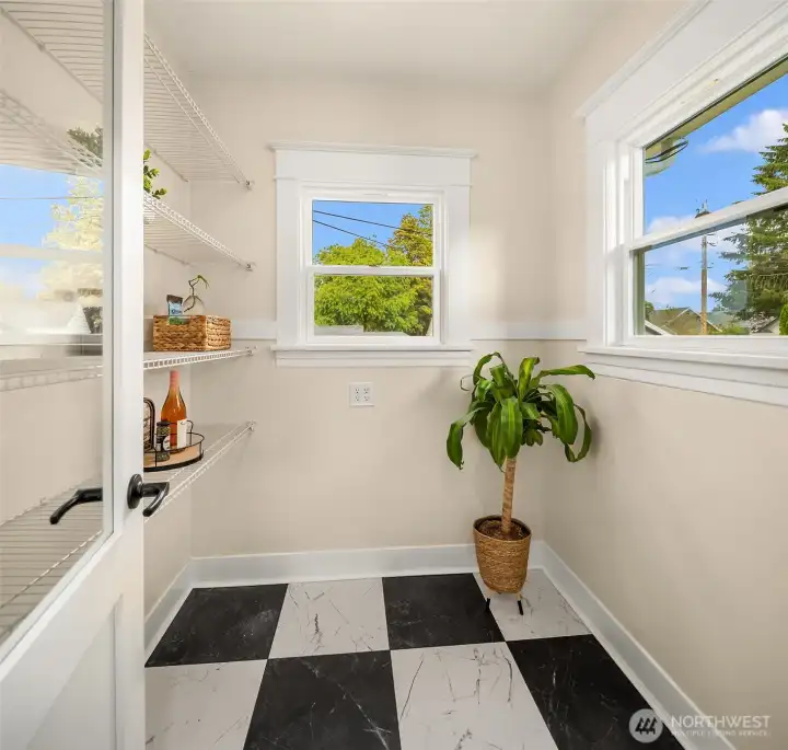 Walk-in pantry with additional storage space