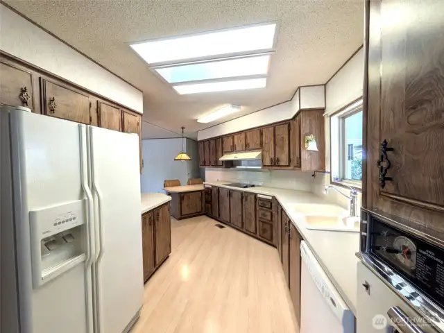Eating area at the far end.