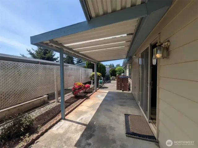 Covered patio for morning coffee or BBQs.