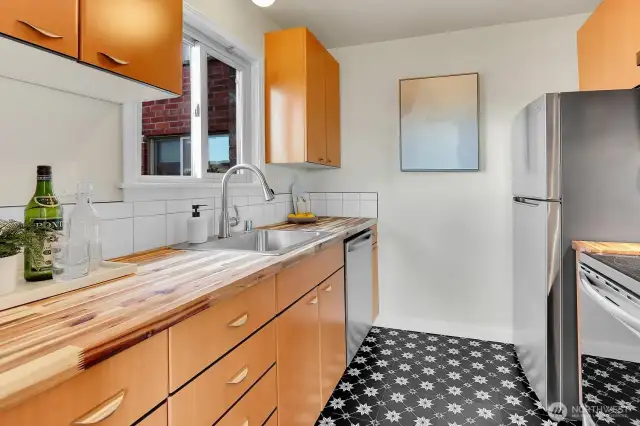Newer stainless steel appliances.