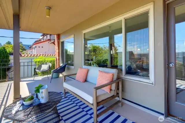 At approximately 20'x10, there's room for all your outdoor furniture as well as a substantial planter garden.
