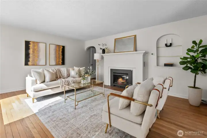 Your living room with cozy new fireplace