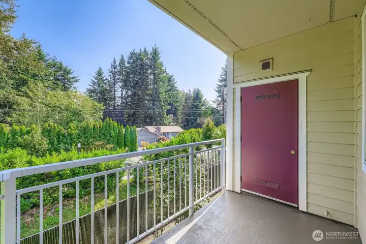 Storage off of balcony for easy access.