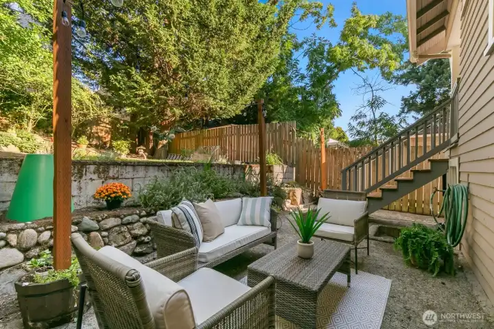 This patio is private and a perfect spot to enjoy morning sun or afternoon shade.
