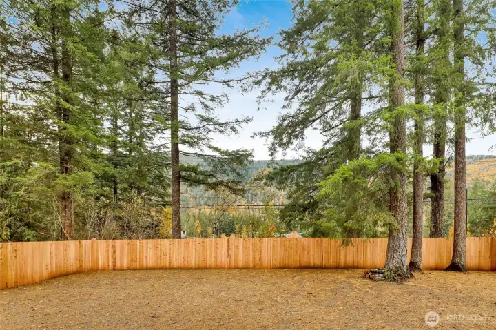 Huge, sunny, flat, fenced  back yard! Wow Look at the View to enjoy with family and friends!