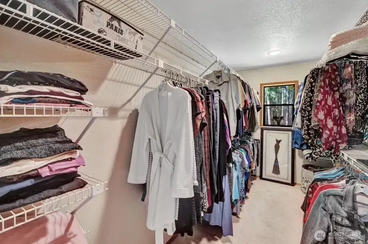 Spacious walk-in-closet in Primary bedroom with organizers