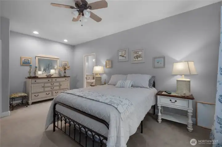 Fits your king, plus dressers, and a seat!  Ample room.