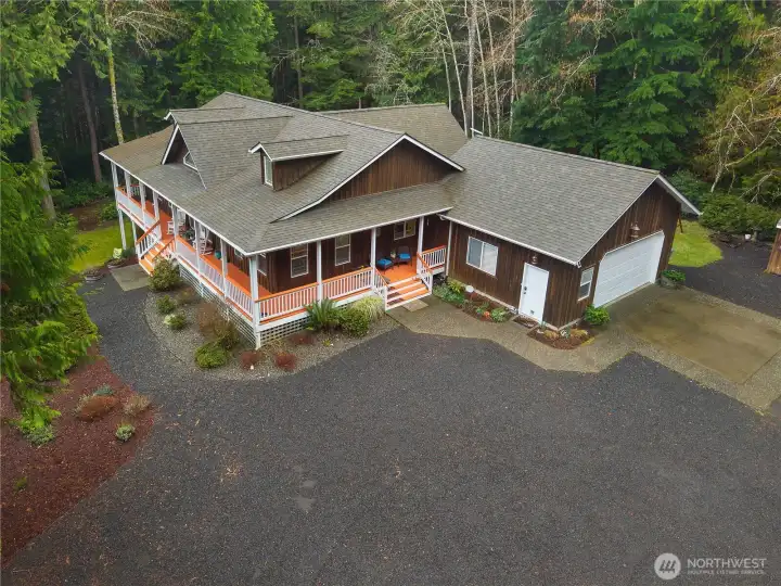 Attached extra large 2 car garage.