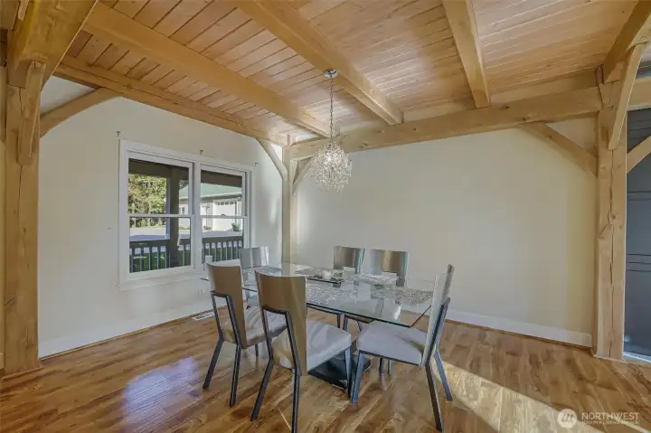 The formal dining room is close to the kitchen for seamless entertaining.