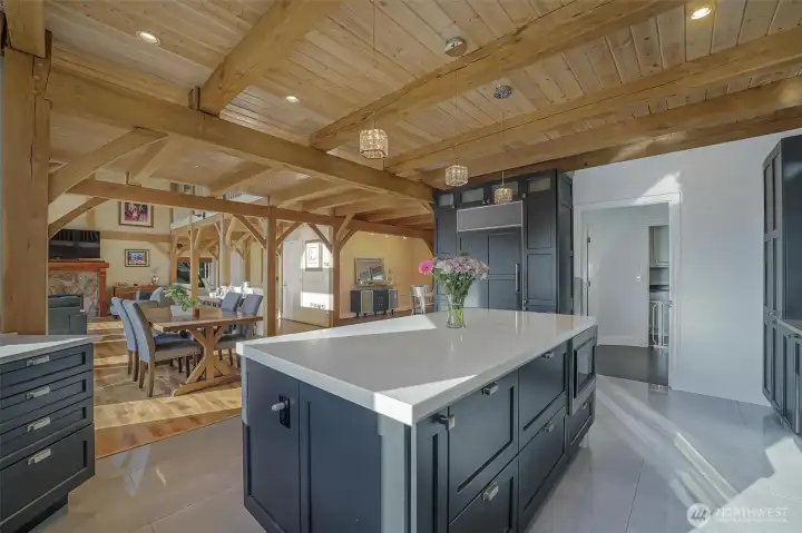 The gourmet kitchen was recently remodeled with high end finishes and appliances.