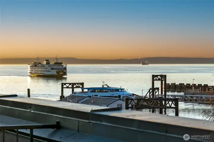 Penthouse View Lounge aligned with ferry movement in and out of Colman Dock