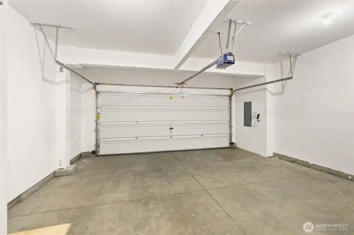 Functional 2 car garage provides plenty of space for all your toys and storage needs.