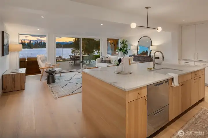 Gorgeous kitchen with Fisher & Paykel appliances, Quartzite counters, Belmont cabinets & Craft wood flooring throughout.