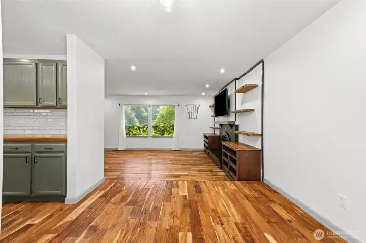 Dining Room with access to Kitchen and step down to Living Room