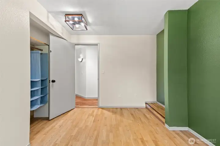 First Bedroom with view of closet