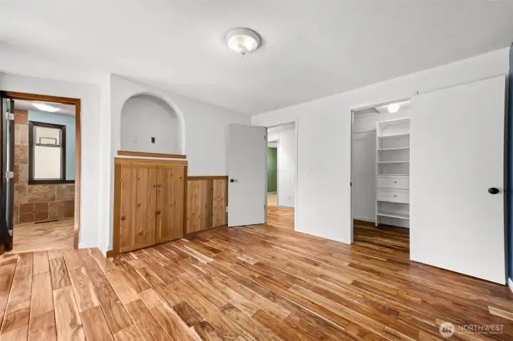 Primary with built-ins and 3/4 bathroom