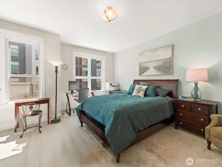 The primary bedroom has a bright nook area that's perfect for your office The primary bedroom has a bright nook area that's perfect for your office