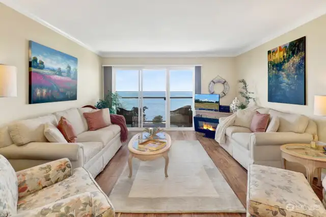 View of living room views of Bellingham Bay.