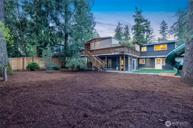 Back of home and backyard
