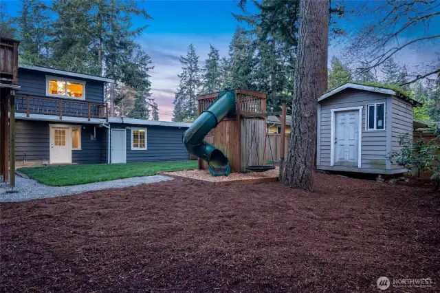 Garden shed in backyard