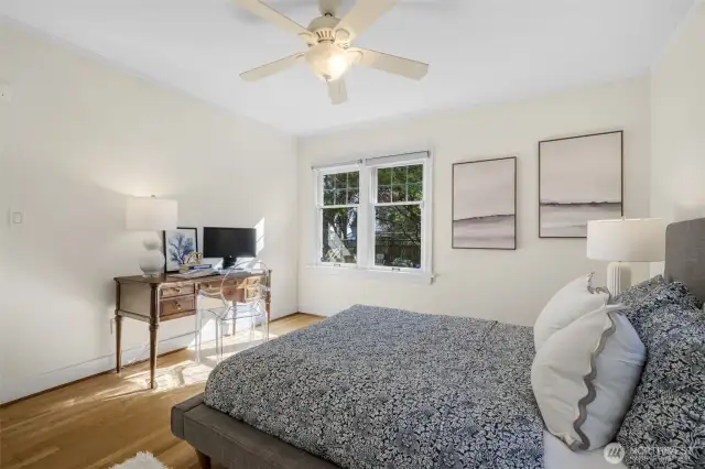 Main level bedroom with ample closet space