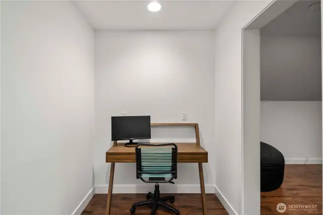 This upper level has tons of room for hobbies, activities, and room to grow!