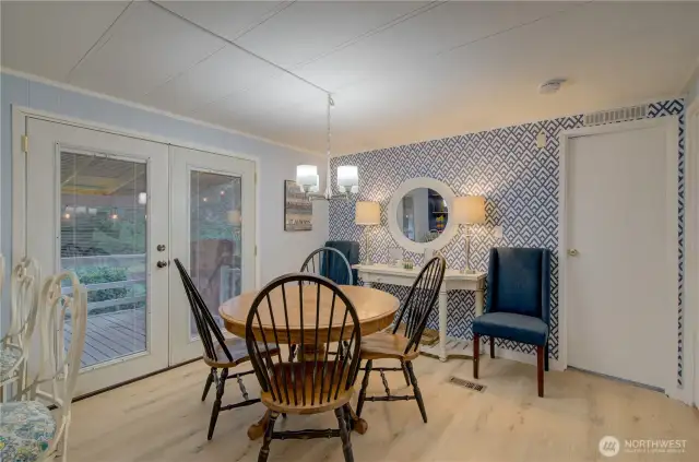 eat in kitchen with french doors going out to the front porch