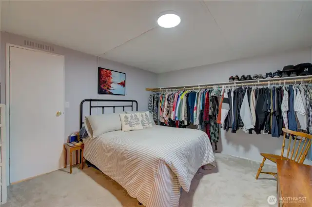 take the closet out and you could fit 2 bunk beds with the queen bed