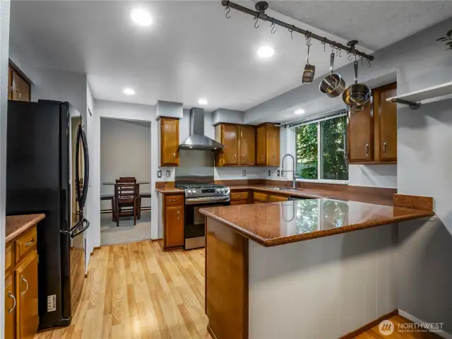 The abundant kitchen has lots of upgrades and includes two large, deep pantry closets adding to the plentiful storage options.