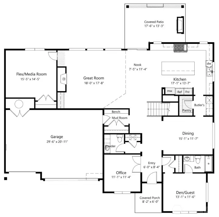 Main level floor plan.